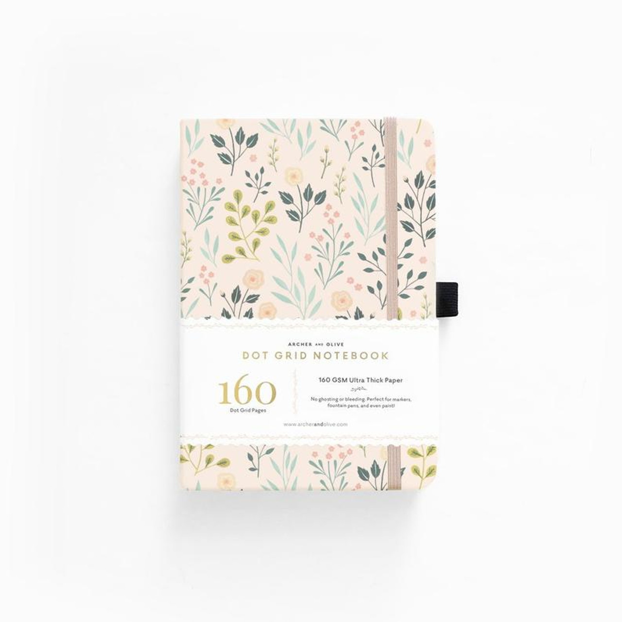 A5 Pink Flowers Dot Grid Notebook by Archer & Olive