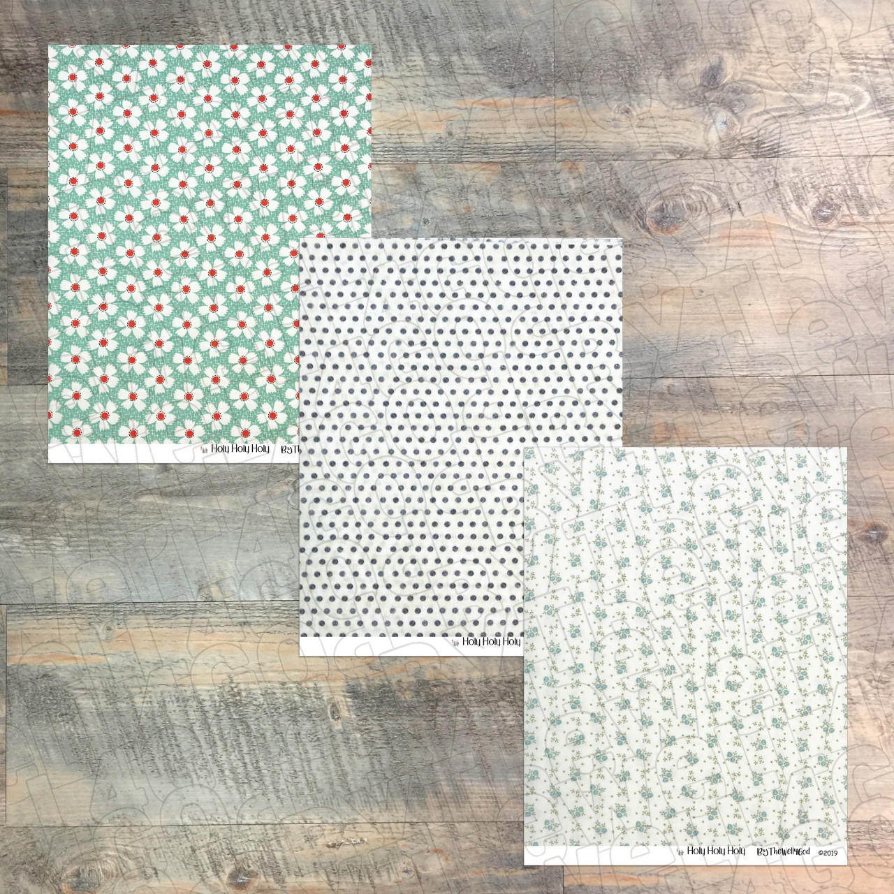 Digital Paper Collection for "Holy Holy Holy" Devotional Kit - 11 Sheets of Coordinating Papers - by ByTheWell4God