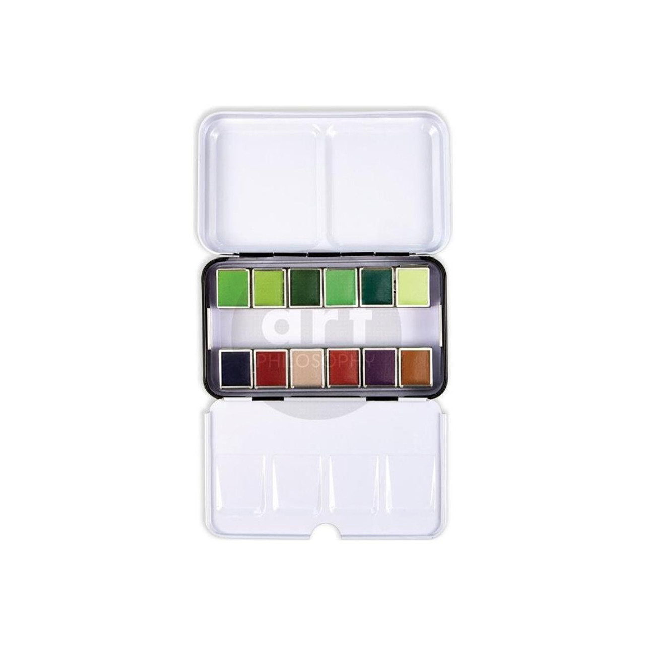 Terrain - Prima Marketing Watercolor Paint Confections: 12-Color Half Pan Set in Metal Box - Bible Journaling Supplies