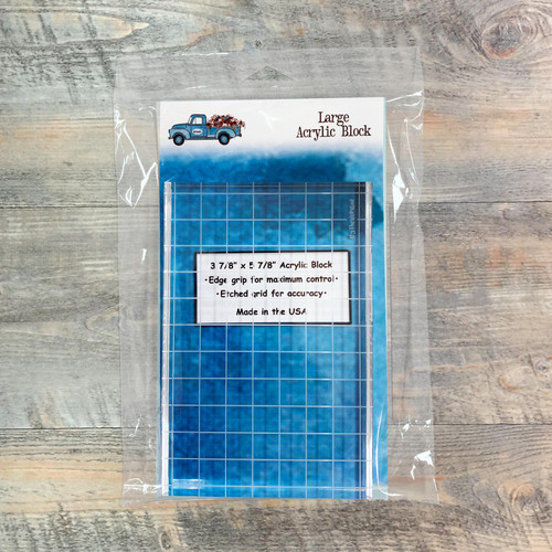 BTW4G Large Acrylic Stamping Block - 3.875 x 5.875-inch Block with Etched Grid & Edge Grip