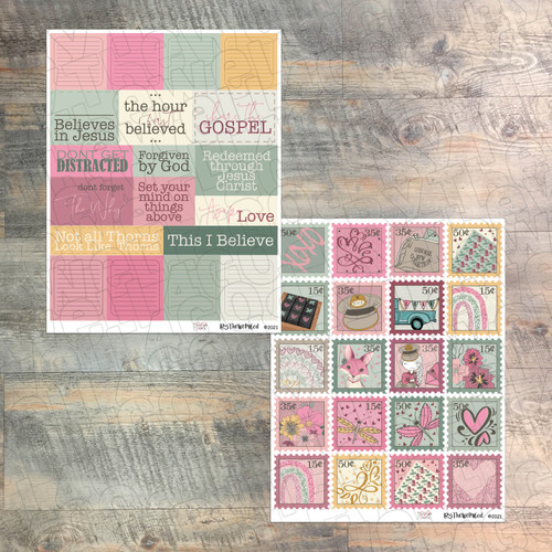 Digital Paper Collection for "Our First Love" Devotional Kit - 8 Sheets of Coordinating Papers