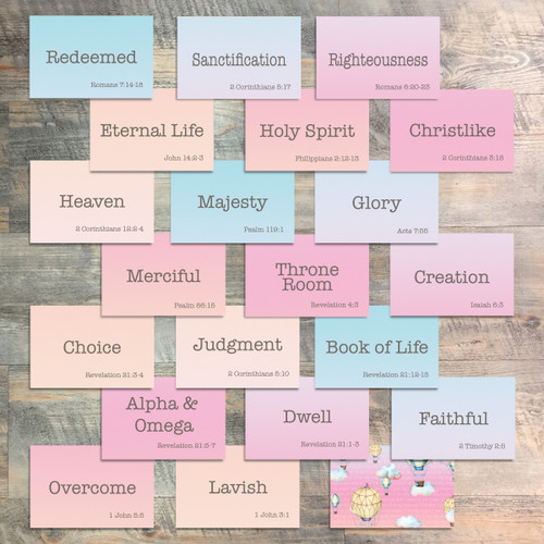 Mini Flash Cards for A Glimpse of Heaven - 20 2x3 Flash Cards in Colors to Match "A Glimpse of Heaven" Kit