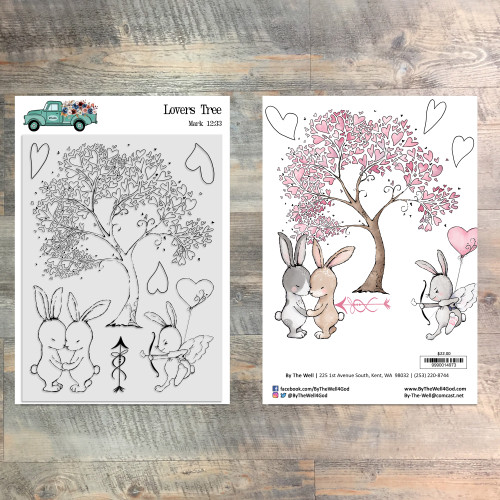 Lover's Tree - 6x8 stamp, coordinates with Bunny Love