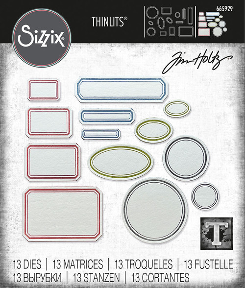 Sizzix Thinlits Dies - Vintage Labels - 13/Pkg - by Tim Holtz