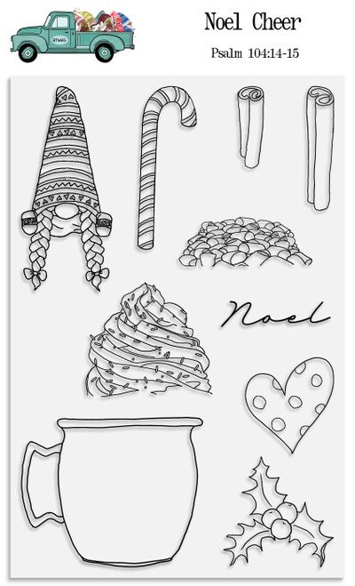 Noel Cheer - 10 Piece Stamp Set - 4x6 Stamp Set