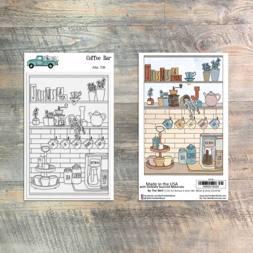 Coffee Bar 1 Piece Stamp Set 4x6 Stamp Set ByTheWell4God