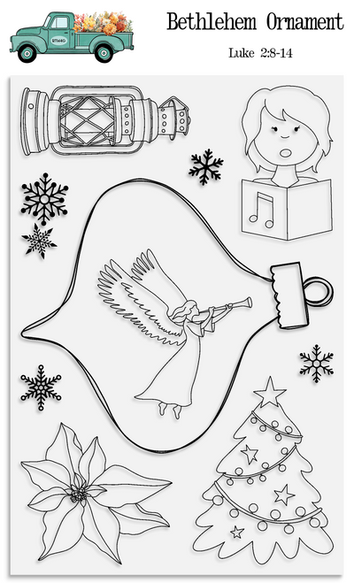 Bethlehem Ornament  - 10 Piece 4x6 Stamp Set - Great for December Daily!