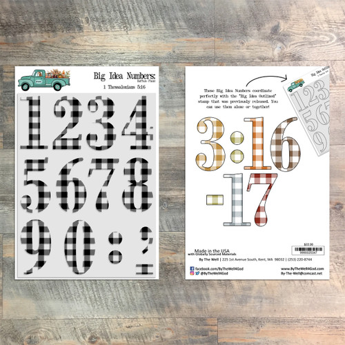 Big Idea Numbers, Buffalo Plaid  - 13 Piece 6x8 Stamp Set