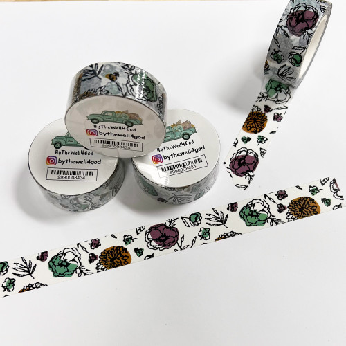 Color Splash Floral Washi Tape - 1 Roll, 3/4" Width
