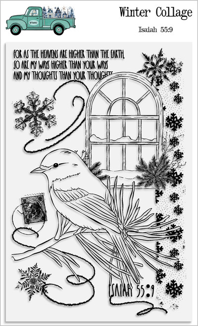 Winter Collage - 1 Piece Stamp Set - 4x6 Stamp Set