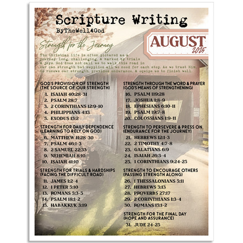 Scripture Writing Plan - Strength for the Journey - August 2025 Scripture Writing Plan - Strength for the Journey - August 2025
