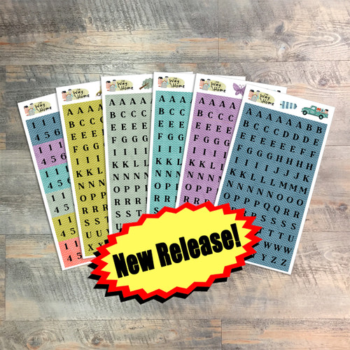 The Way Back Home - 5 Big Tile Clear Alpha Stickers  Plus 1 Sheet of Numbers- 6 Sheets Total 