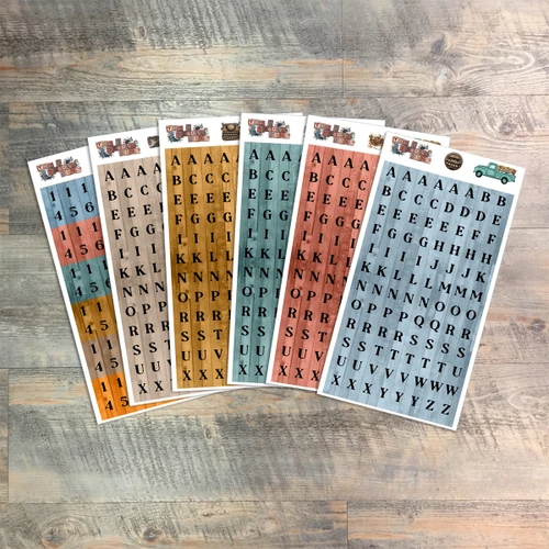 The Seven Deadly SIns - 5 Big Tile Clear Alpha Stickers  Plus 1 Sheet of Numbers- 6 Sheets Total 