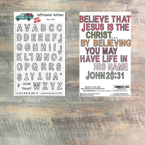 Caffeinated Outliner - 2022 Retro- 49 Piece Stamp Set - 4x6 Stamp Set