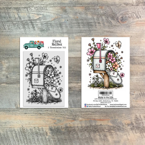 Floral Mailbox Stamp  - 1 Piece Stamp Set - 3x4Stamp Set