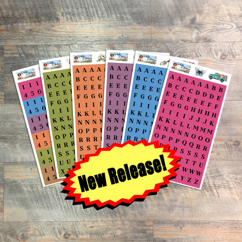 To Walk In Obedience - 5 Big Tile Clear Alpha Stickers  Plus 1 Sheet of Numbers- 6 Sheets Total 