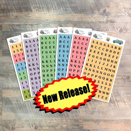 Knowing Jesus- 5 Big Tile Clear Alpha Stickers  Plus 1 Sheet of Numbers- 6 Sheets Total 