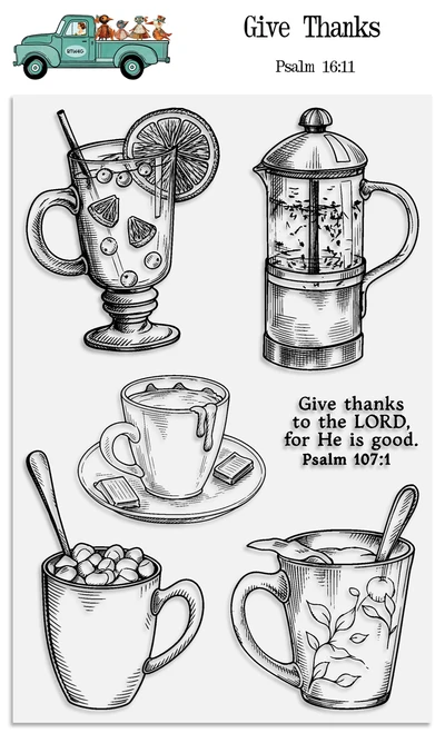Give Thanks - 6 Piece Stamp Set - 4x6 Stamp Set