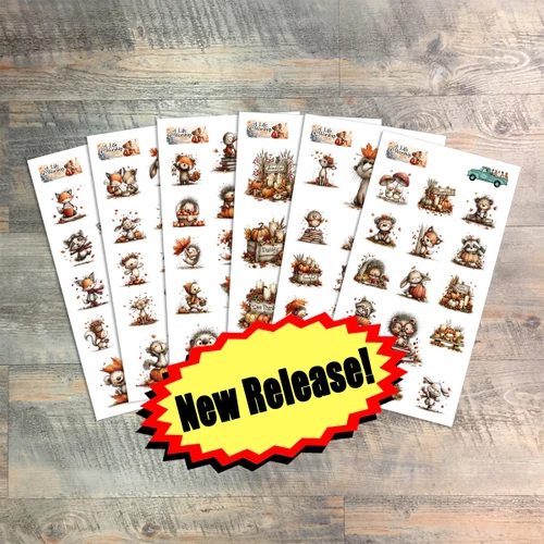 A Life of Worship - Thanksgiving Whimsical Clear Stickers - 6 Sheets Total 