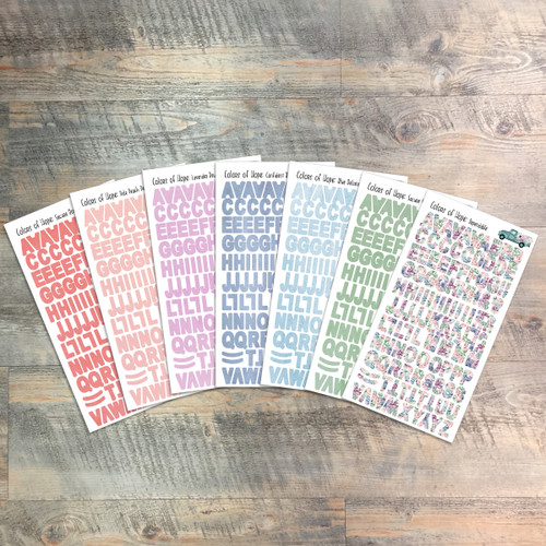 Colors of Hope - Clear Stickers - 7 Sheets of Clear Stickers, Inspired by "Waiting in Day 2" - Perfect for the margins of your Bible