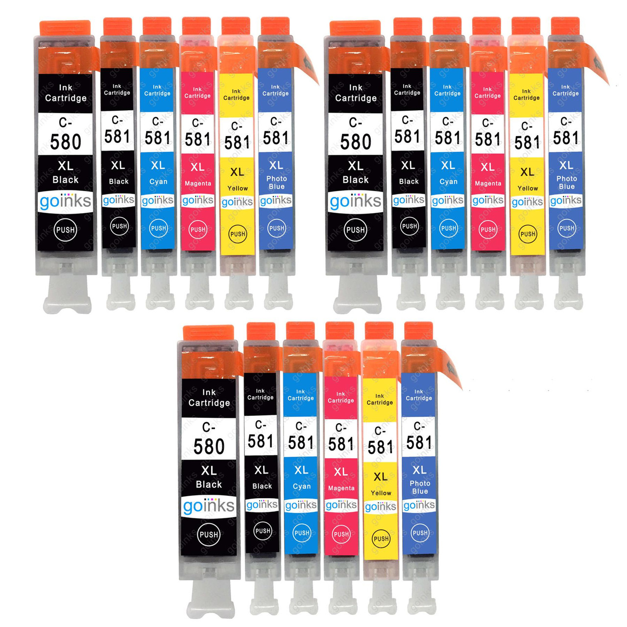 Compatible Canon PGI-580 & CLI-581 - 3 Sets of 6 Ink Cartridges