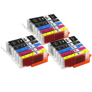 3 Go Inks Set of 5 Ink Cartridges to replace Canon PGI-550 & CLI-551 Compatible / non-OEM for PIXMA Printers (15 Pack)