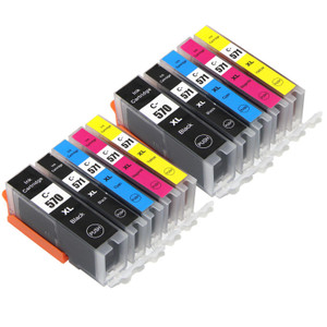 2 Go Inks Set of 5 Ink Cartridges to replace Canon PGI-570 & CLI-571 Compatible / non-OEM for PIXMA Printers (10 Pack)