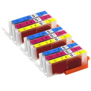 3 Go Inks C/M/Y Set of 3 Ink Cartridges to replace Canon CLI-571 Compatible / non-OEM for PIXMA Printers (9 Pack)