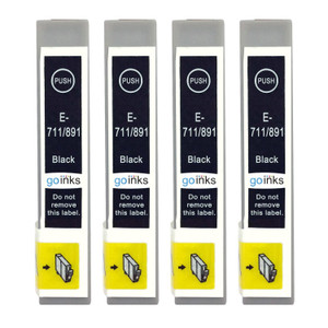 4 Go Inks Black Ink Cartridges to replace Epson T0711 Compatible / non-OEM for Epson Stylus Printers