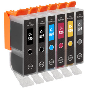 1 Go Inks Set of 6 Ink Cartridges to replace Canon PGI-525 & CLI-526 Compatible / non-OEM for PIXMA Printers (6 Pack)