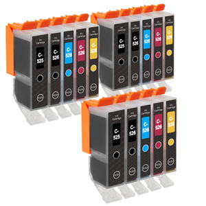 3 Go Inks Set of 5 Ink Cartridges to replace Canon PGI-525 & CLI-526 Compatible / non-OEM for PIXMA Printers (15 Pack)