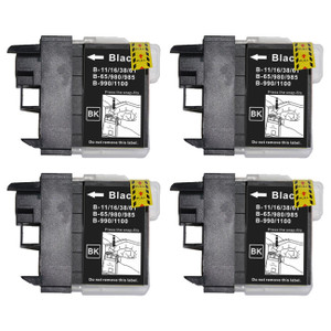 4 Go Inks Black Ink Cartridges to replace Brother LC985Bk Compatible / non-OEM for Brother DCP & MFC Printers