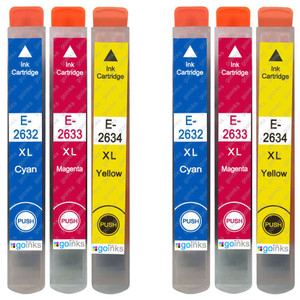2 Go Inks Set of 3 Ink Cartridges to replace Epson T2636 (26XL Series) C/M/Y Compatible / non-OEM for Epson Expression Premium Printers (6 Inks)