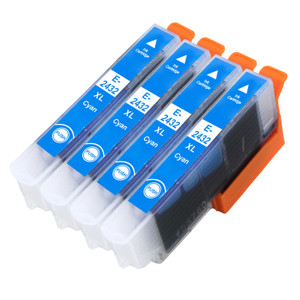 4 Go Inks Cyan Ink Cartridges to replace Epson T2432 (24XL Series) Compatible / non-OEM for Epson Expression Photo Printers