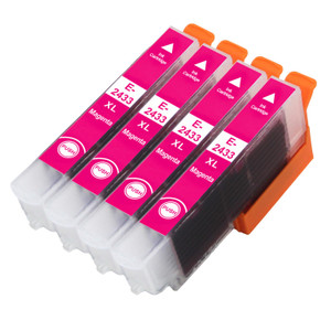 4 Go Inks Magenta Ink Cartridges to replace Epson T2433 (24XL Series) Compatible / non-OEM for Epson Expression Photo Printers