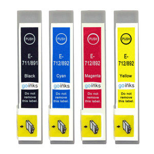 1 Go Inks Set of 4 Ink Cartridges to replace Epson T0715 Compatible / non-OEM for Epson Stylus Printers (4 Inks)