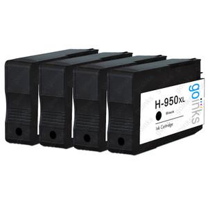 4 Go Inks Black Compatible Printer Ink Cartridges to replace HP 950Bk (XL Capacity) Compatible / non-OEM for HP Photosmart Printers