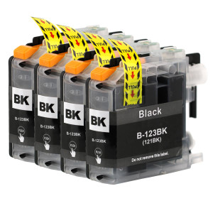 4 Go Inks Black Ink Cartridges to replace Brother LC123XLBk Compatible / non-OEM for Brother DCP & MFC Printers