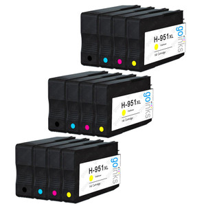 3 Go Inks Compatible Set of 4 to replace HP 950 & 951 Printer Ink Cartridge (12 Inks) - Black, Cyan,  Magenta, Yellow Compatible / non-OEM for HP Photosmart Printers