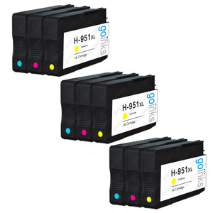 3 Go Inks Compatible C/M/Y Sets to replace HP 951 Colour Printer Ink Cartridges (9 Inks) - Cyan, Magenta, Yellow Compatible / non-OEM for HP Photosmart Printers