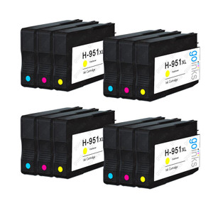 4 Go Inks Compatible C/M/Y Sets to replace HP 951 Colour Printer Ink Cartridges (12 Inks) - Cyan, Magenta, Yellow Compatible / non-OEM for HP Photosmart Printers