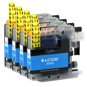 4 Go Inks Cyan Ink Cartridges to replace Brother LC123C Compatible / non-OEM for Brother DCP & MFC Printers