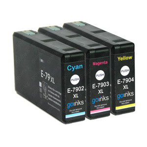 1 Go Inks Set of 3 Ink Cartridges to replace Epson T7906 (79XL Series) C/M/Y Compatible / non-OEM for Epson WorkForce Pro Printers (3 Inks)