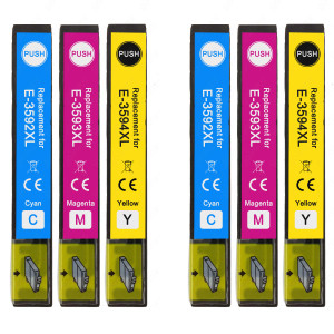 2 Go Inks Set of 3 Ink Cartridges to replace Epson T3596 (35XL Series) C/M/Y Compatible / non-OEM for Epson Expression Home Printers (6 Inks)