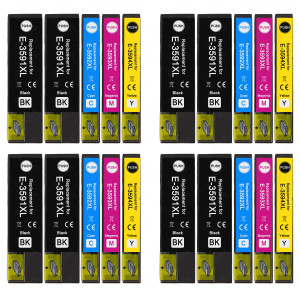 4 Go Inks Set of 4 + extra Black Ink Cartridges to replace Epson T3596+3591 (35XL Series) Compatible / non-OEM for Epson Expression Home Printers (20 Inks)