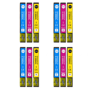 4 Go Inks Set of 3 Ink Cartridges to replace Epson T3596 (35XL Series) C/M/Y Compatible / non-OEM for Epson Expression Home Printers (12 Inks)