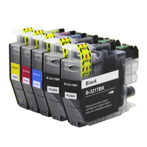 1 Go Inks Compatible Set of 4 + Extra Black to replace Brother LC3217 Compatible / non-OEM for Brother MFC Printers (5 Inks)