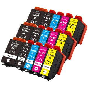 3 Go Inks Set of 5 Ink Cartridges to replace Epson 202XL Compatible / non-OEM for Epson Expression Photo Printers (15 Inks)