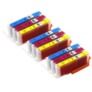 3 Go Inks C/M/Y Set of 3 Ink Cartridges to replace Canon CLI-581 Compatible / non-OEM for PIXMA Printers (9 Pack)