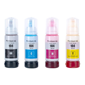 1 Go Inks Set of 4 Ink Bottles 70ml to replace Epson 104 Compatible/non-OEM  for EcoTank Printers